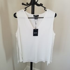 NWT DKNY Off White V-Neck Sleeveless Top